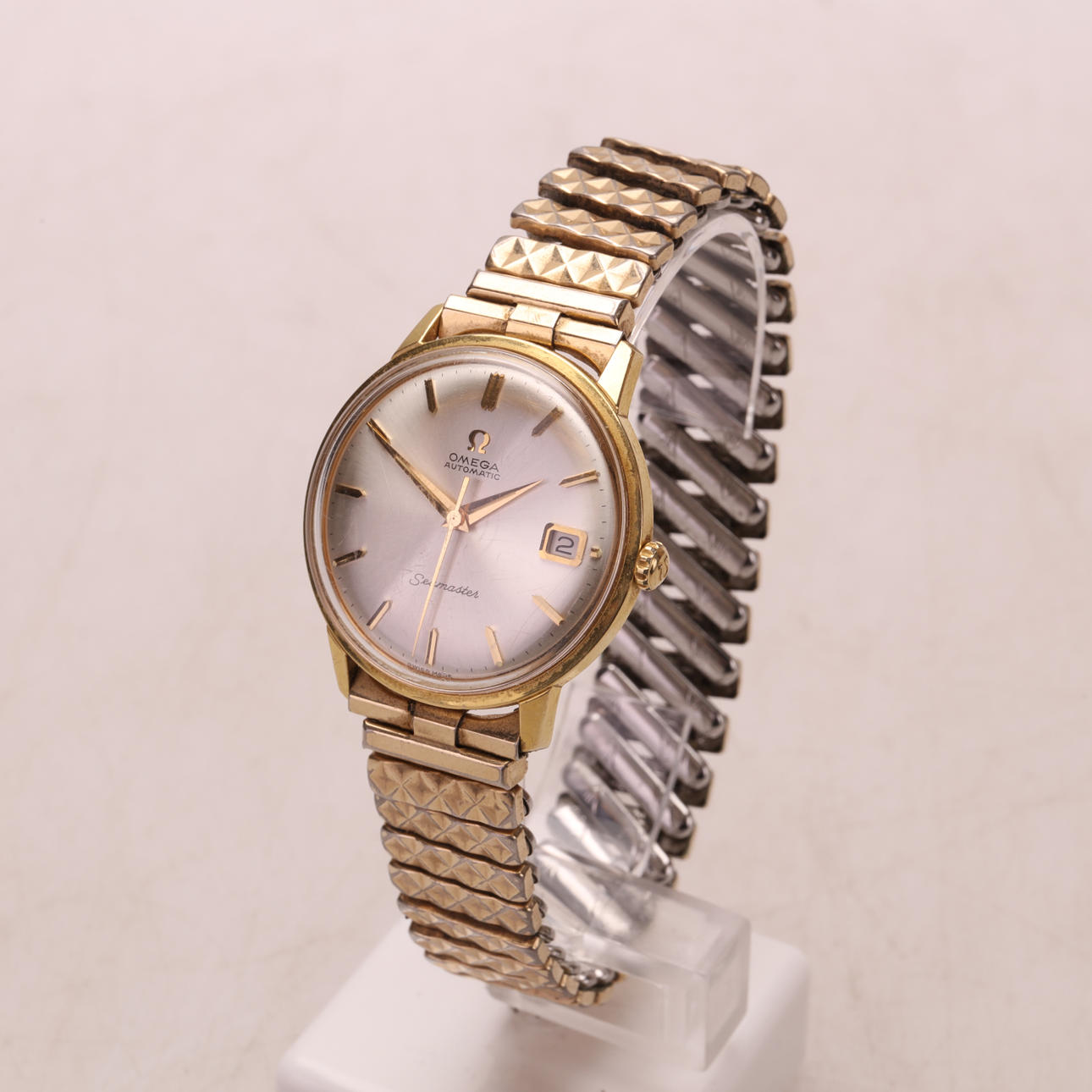 ARMBANDUHR, Omega, Seamaster, Automatik, Gold auf Stahl.