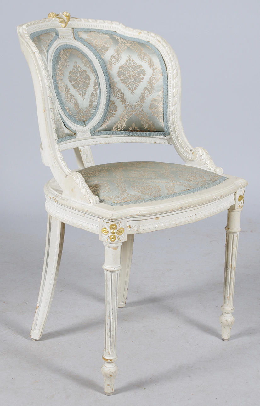 Stuhl, weiß lackiert, Gustavianischer Stil.