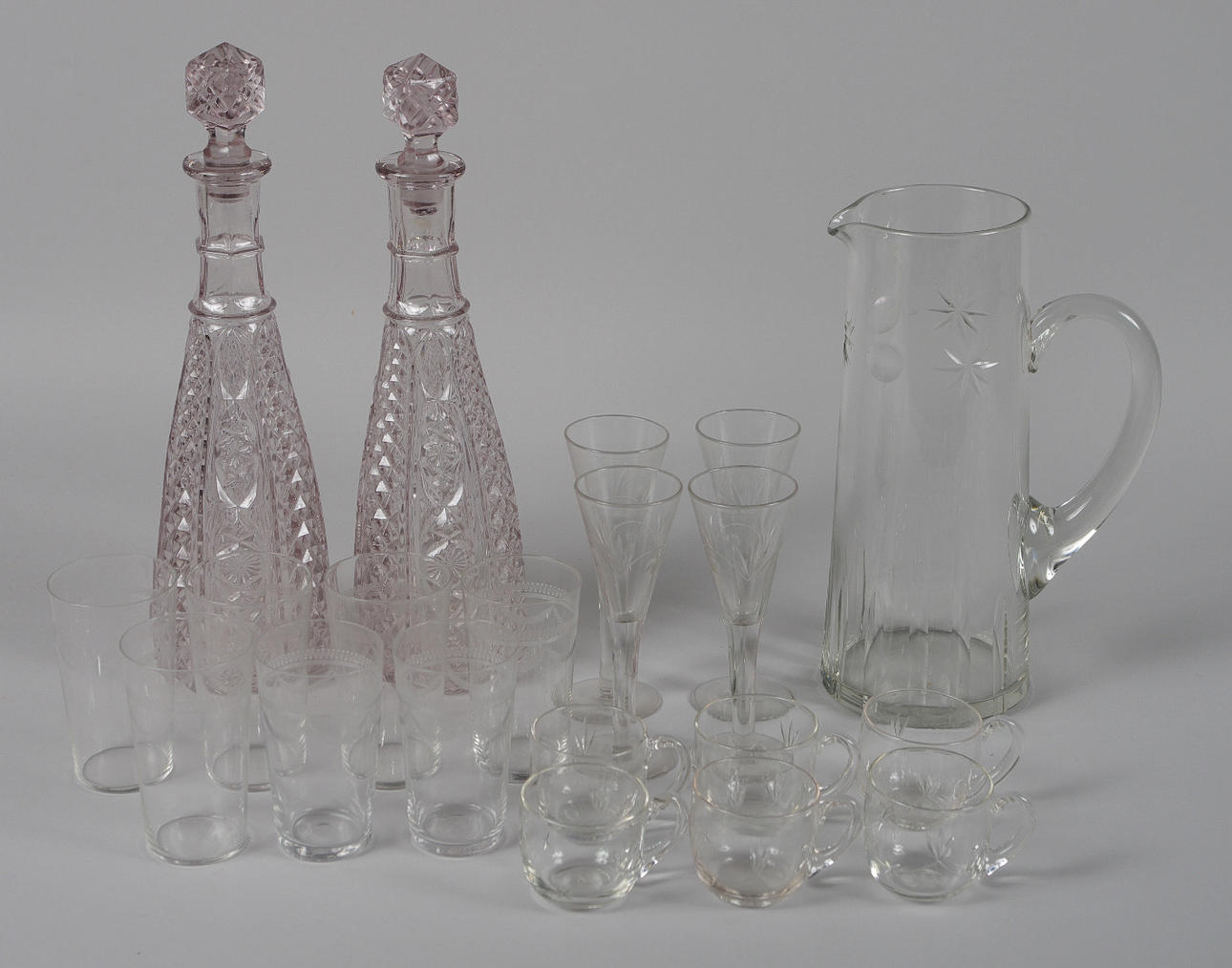 KARAFFER SAMT GLAS, glas/kristall.