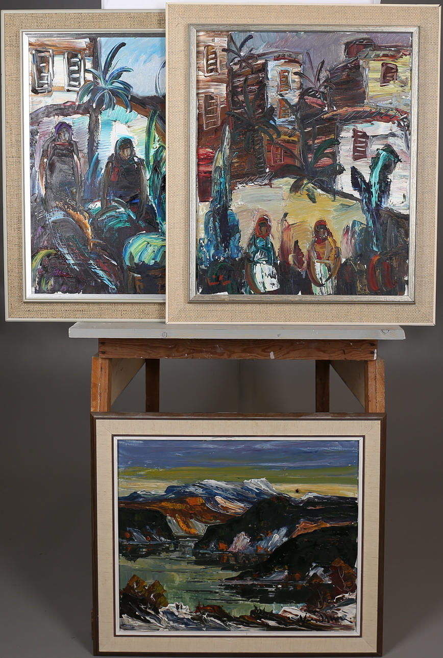 PARTI KONST, (3), oljemålningar, signerade.