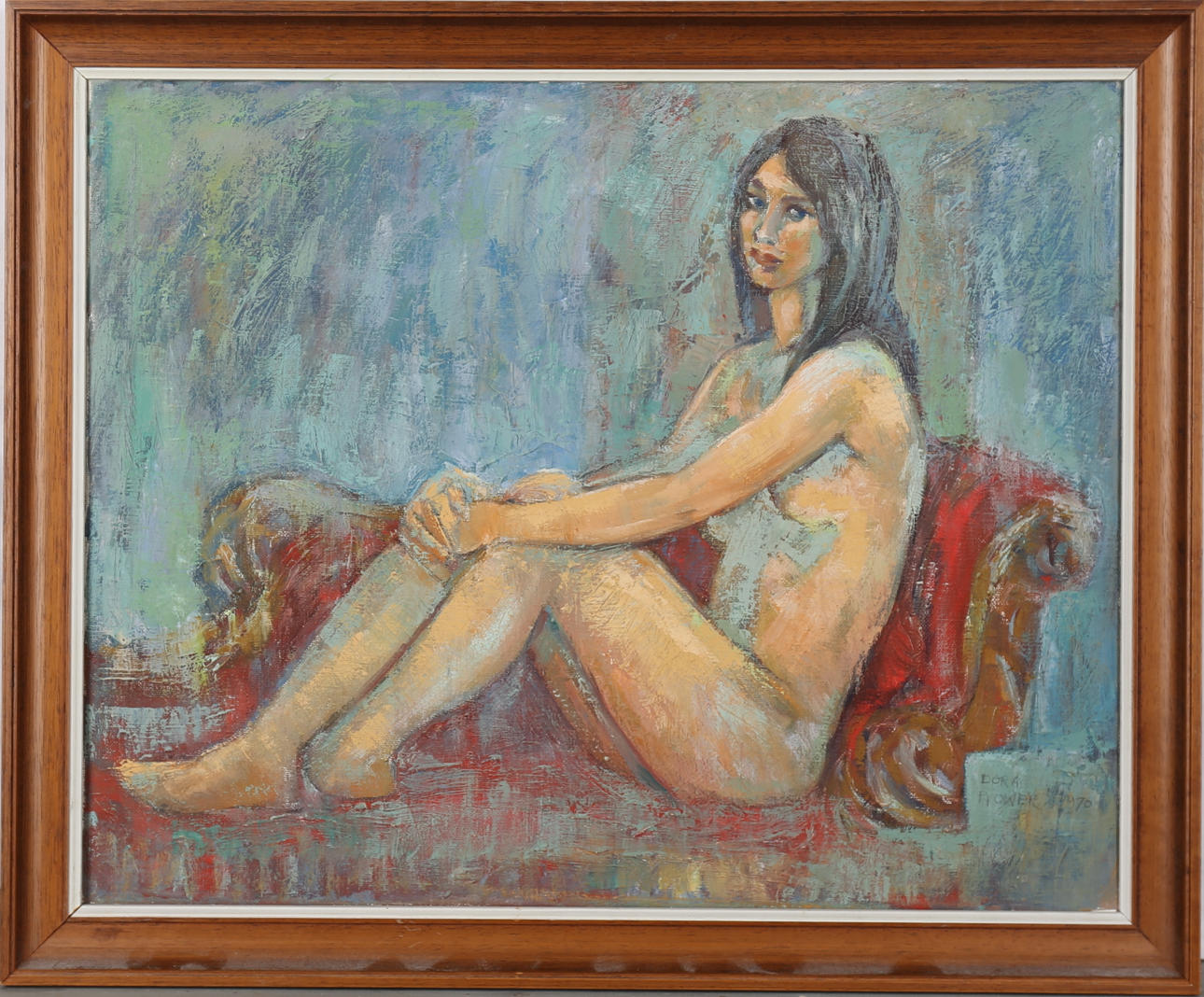 DORA PROWER. Nakenstudie. Olja på duk, signerad och daterad 1970.