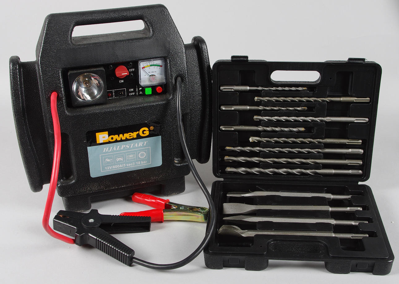 STARTHJÄLP SAMT BORR/MEJSELSET.