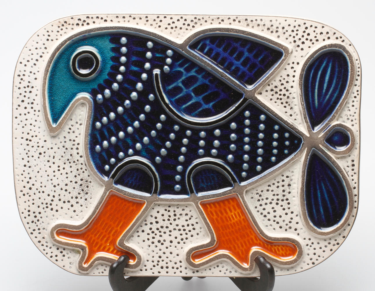 VÄGGPLATTA, "Fågel". Mari Simmulson, Upsala-Ekeby. Tillverkad 1968-1970.