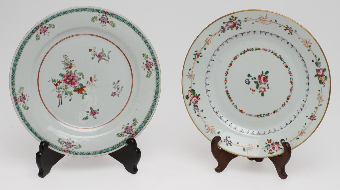 TALLRIKAR 2 st, porslin, Kina, 1700-tal.