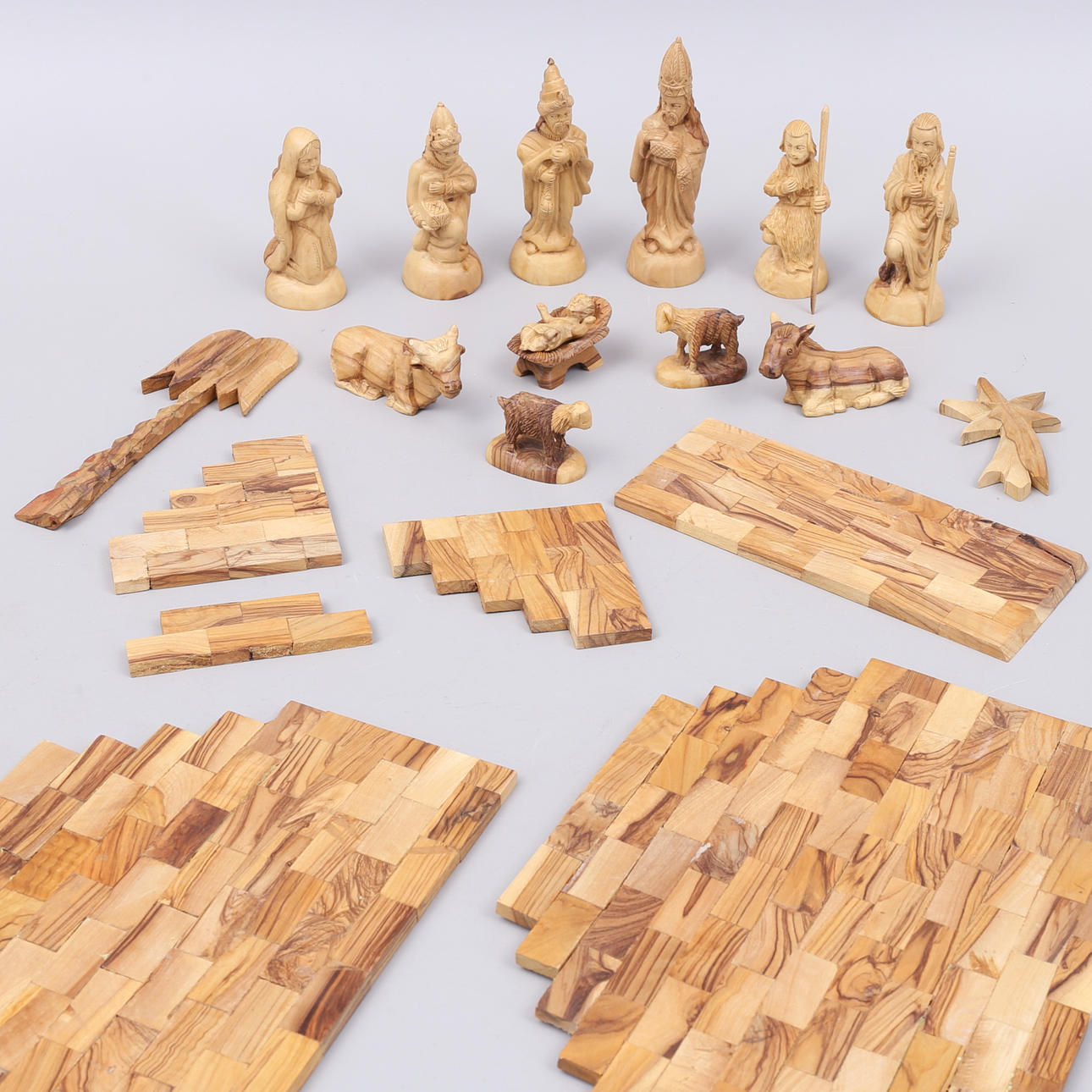 WEIHNACHTSKRIPPE, handgeschmiedet aus Olivenholz, Jerusalem, Israel.