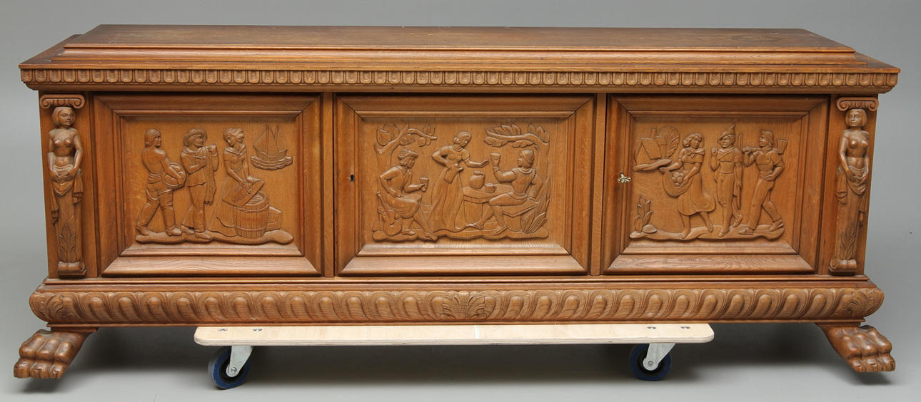 SIDEBOARD, barockstil, ek, 1900-tal.