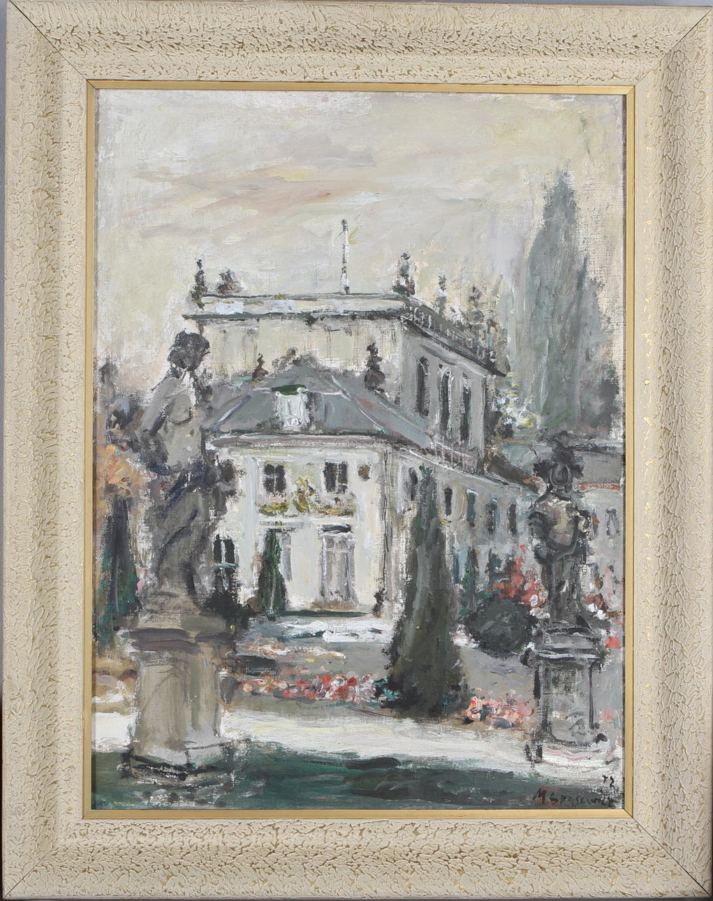 MAGDALENA SPASOWICZ. Gatumotiv från Warszawa. Olja på duk. Signerad M Spasowicz.