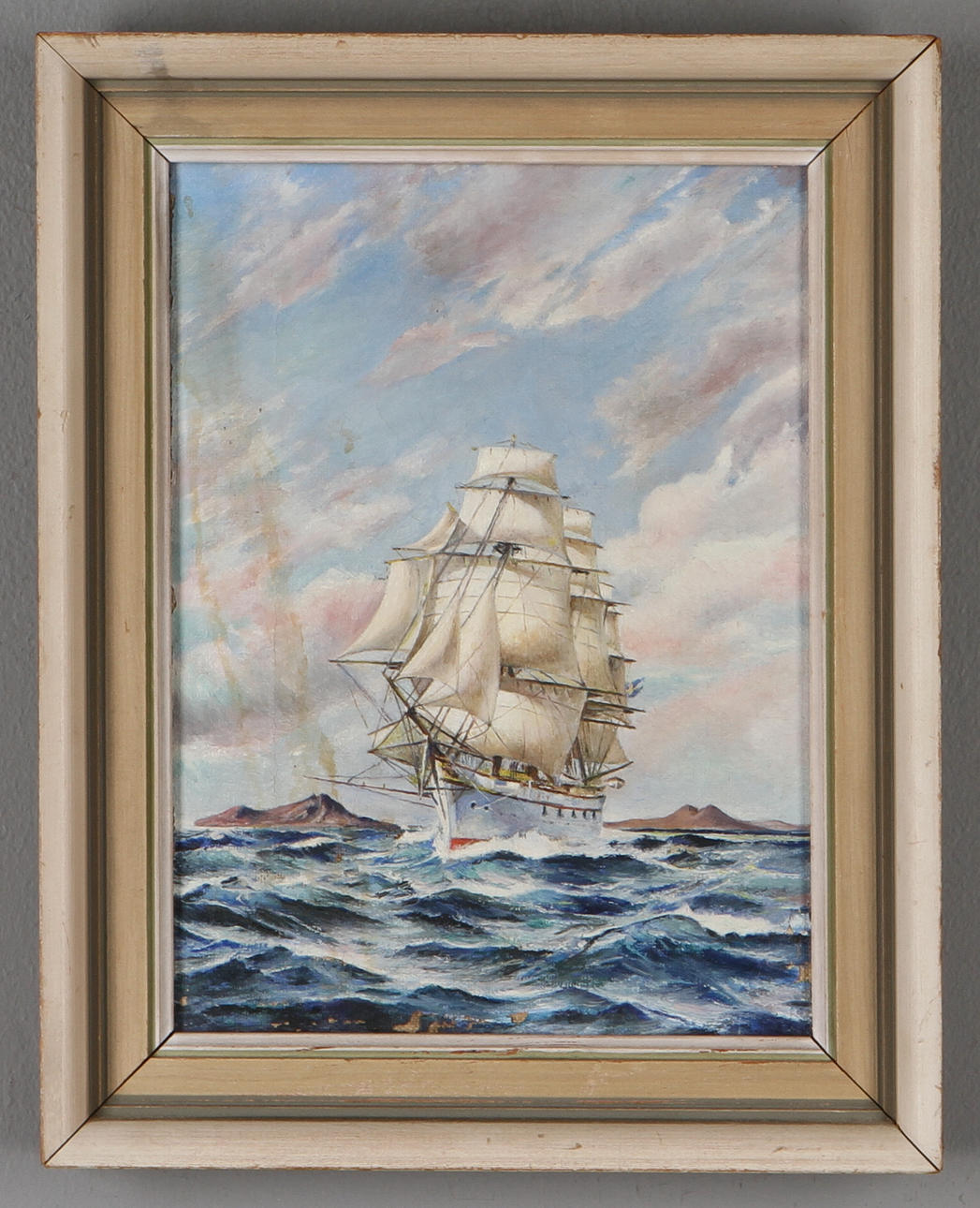 OKÄNDA KONSTNÄRER. Skeppsmotiv 3 st, 2 akvareller resp. 1 olja på duk.