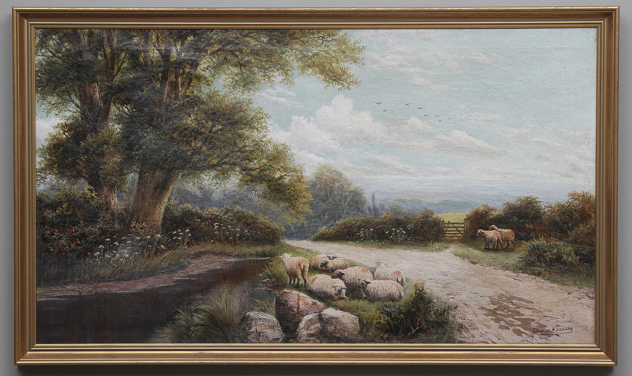 CHARLES H. PASSEY. "A lane Dorking, Surrey". Olja på duk. Signerad.