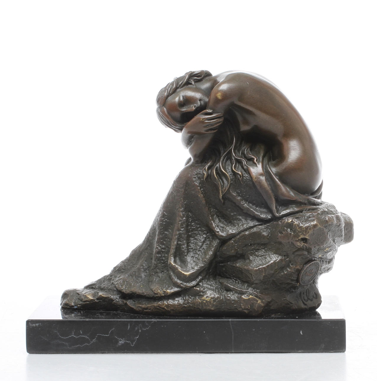 SKULPTUR, Sittande kvinna, brons, signerad Milo, 2000-tal.
