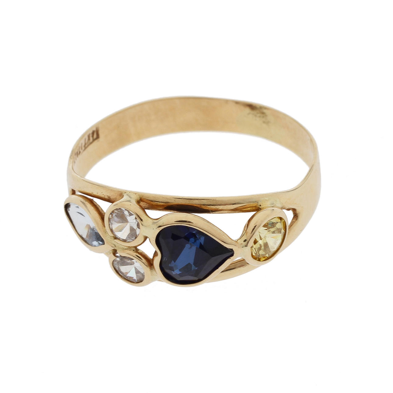 RING, 14k guld med 5st ädelstenar., 1,6 gram.