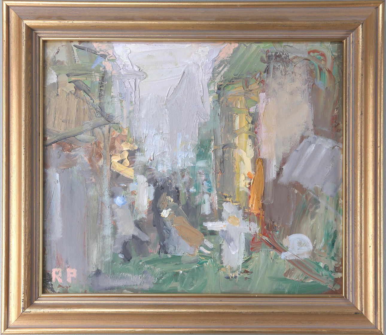 RAGNAR PERSSON. Gatuscen, signerad R.P. Olja på duk.