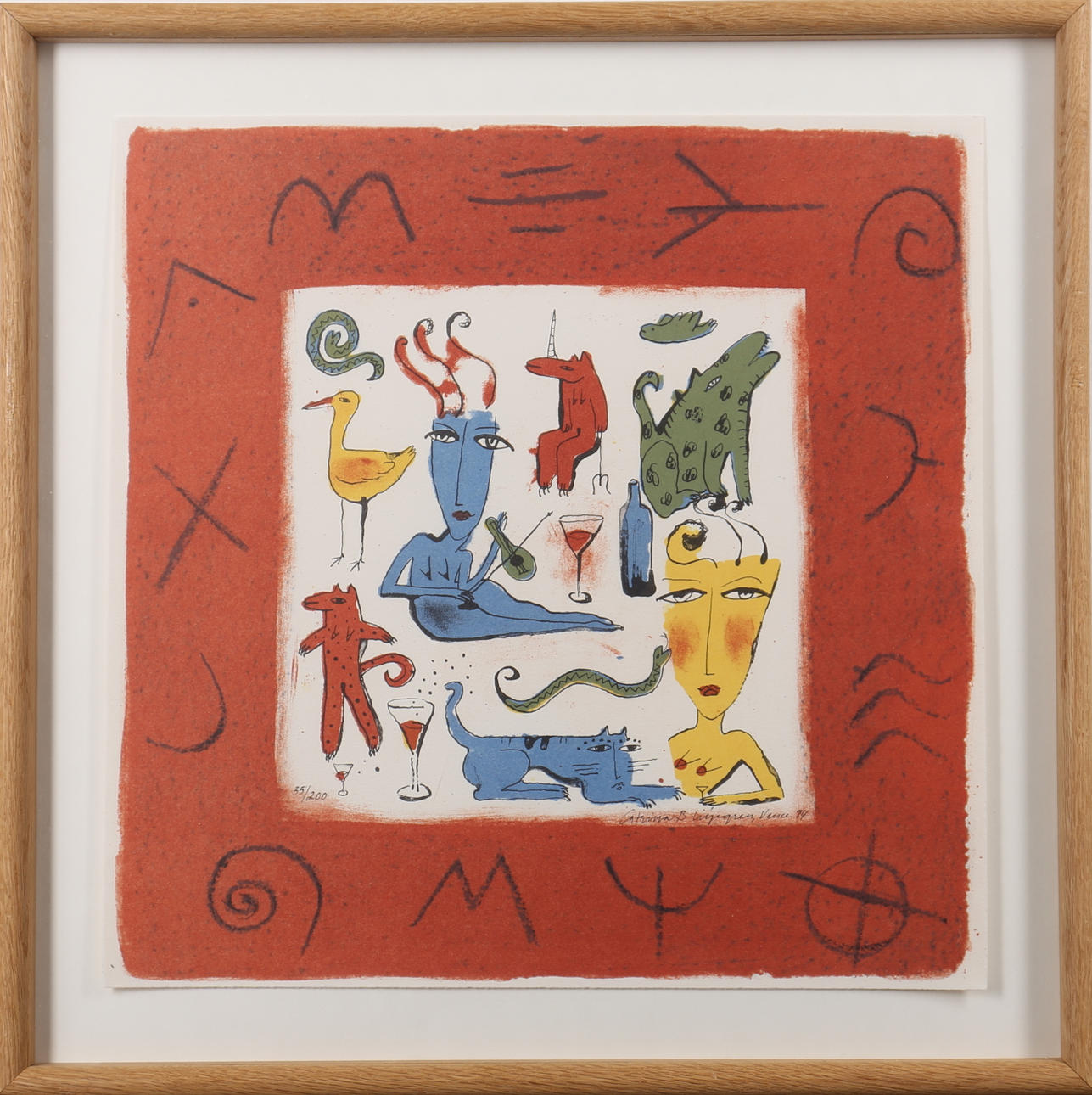 CATHARINA B. LILJEGREN. Färglitografi, skata, signerad och numrerad 35/200.