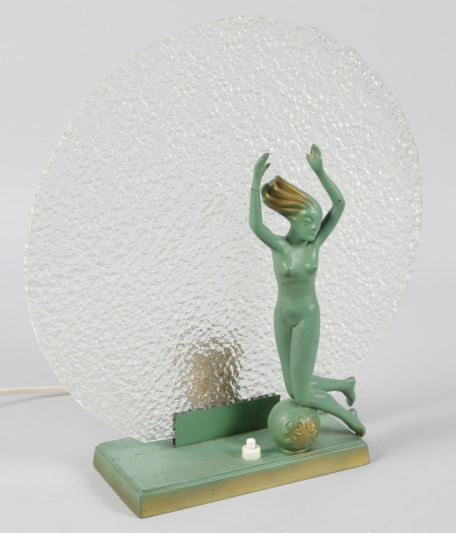 BORDSLAMPA, metall/glas, Art Deco.