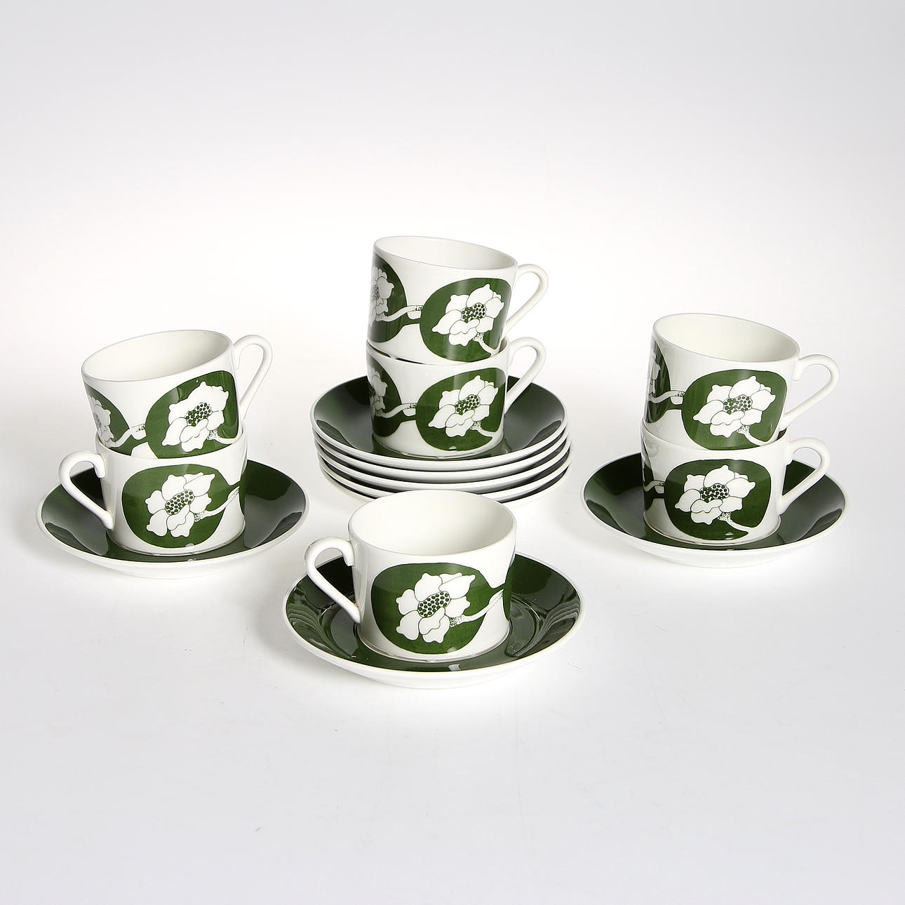 KAFFESERVIS, porslin, "Fleur", design Paul Hoff, Gustavsberg, 1970/80-tal.