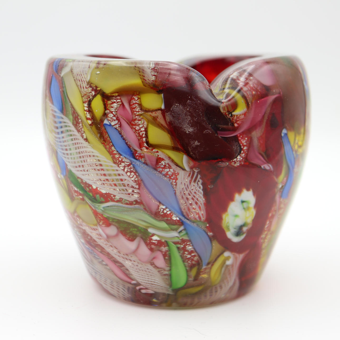 Ancien Vase Tutti Frutti Murano En Verre - état D'exception