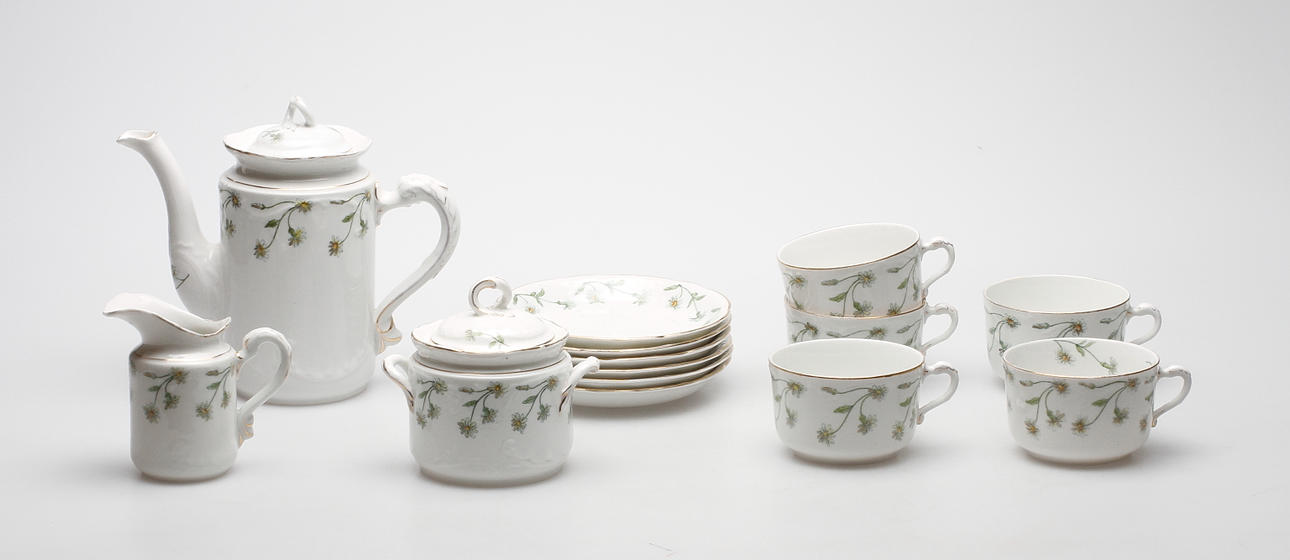 TESERVIS, 8 delar, flintgods, Rörstrand, tidigt 1900-tal.