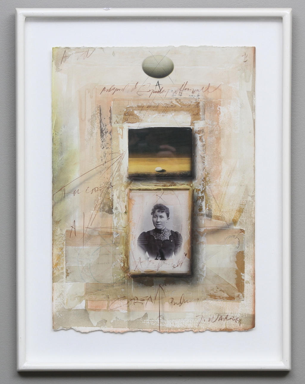 JÖRGEN WARING. Motiv med foto och brev. Blandteknik och collage, signerad.