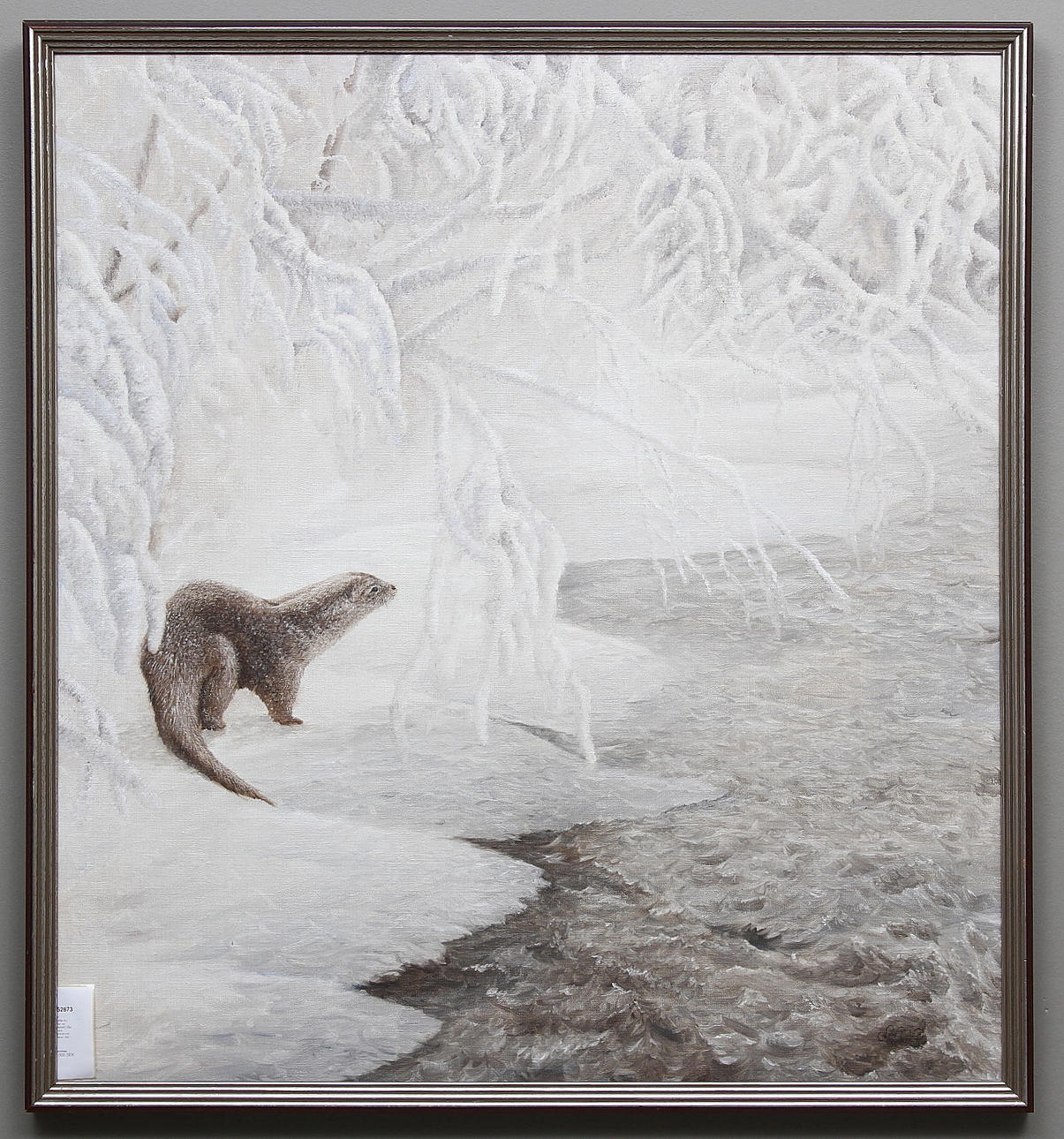 LEIF LILJEBLAD. "Utter vid vinterfors". Olja på duk. Signerad och daterad 1987.