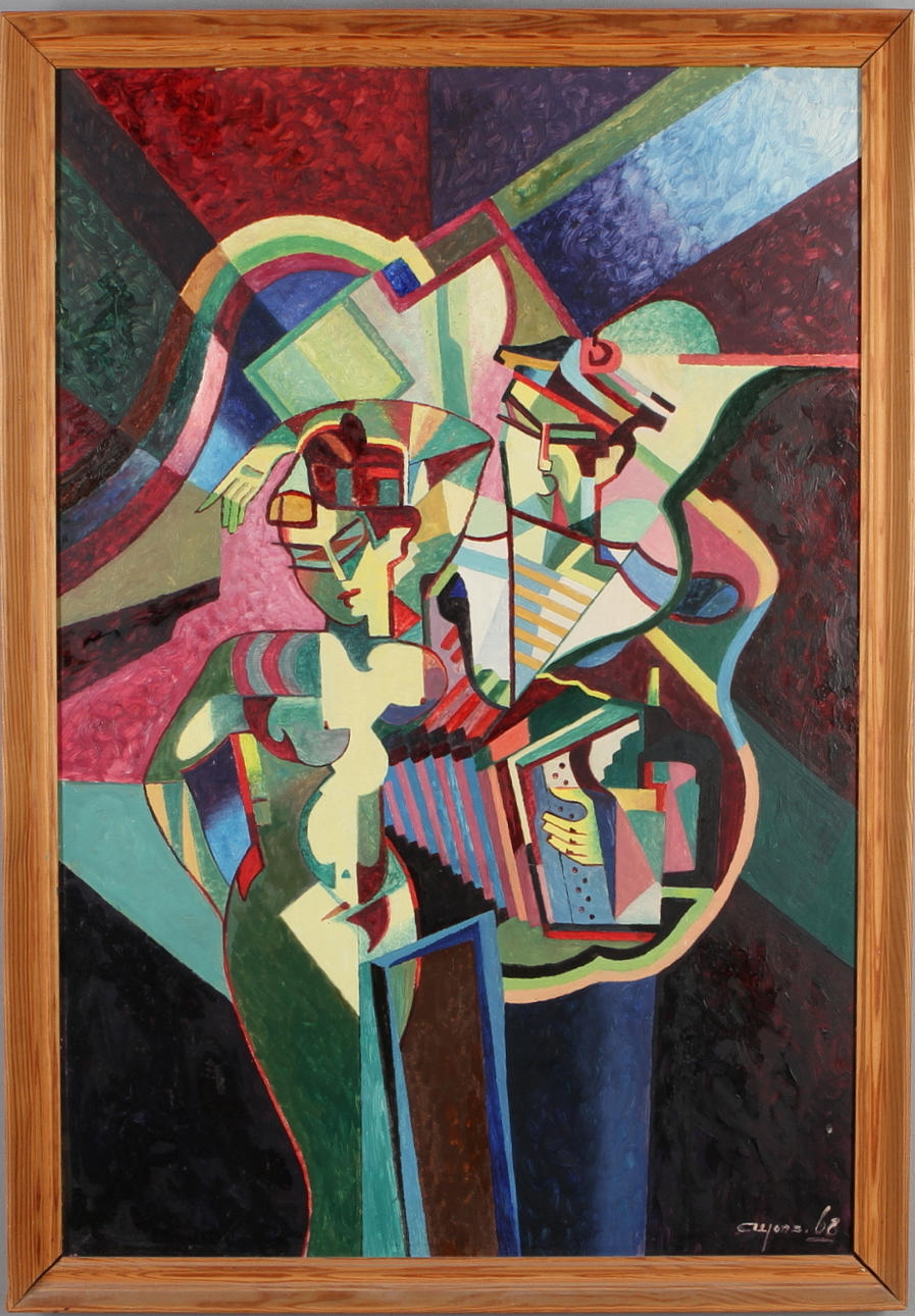 JAN SIGFRID ALFONS CARLSSON. Figurkomposition, olja på pannå, signerad och daterad -68.