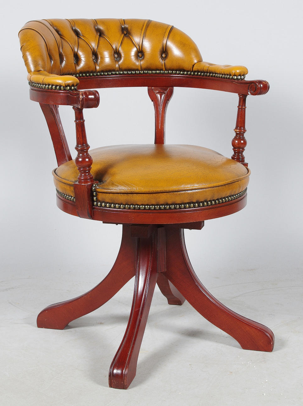 KONTORSTOL, mahogni/læder, engelsk stil.