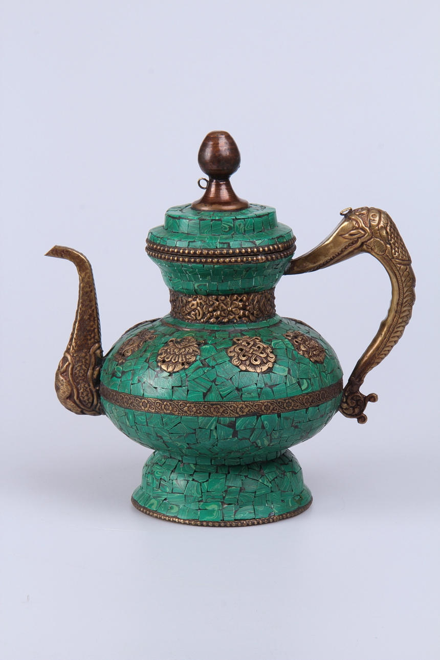 Tekanna, Mässing och malakit, Kina, 1900-tal.