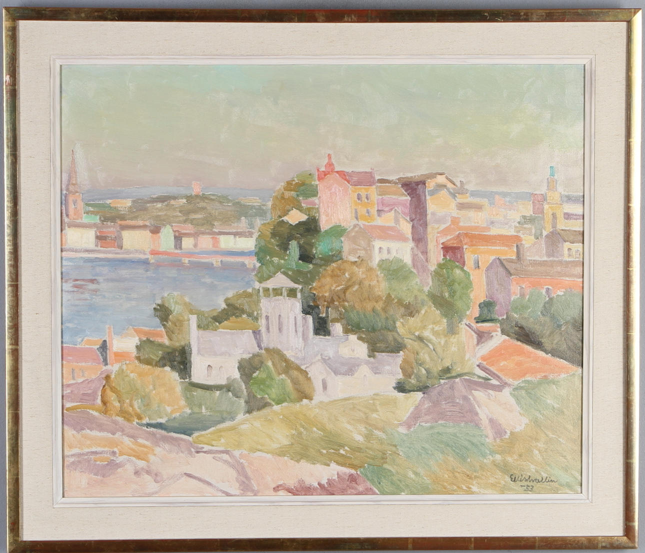 ELLIS WALLIN. Utsikt från Skinnarviksberget, olja på duk, signerad och daterad -53.