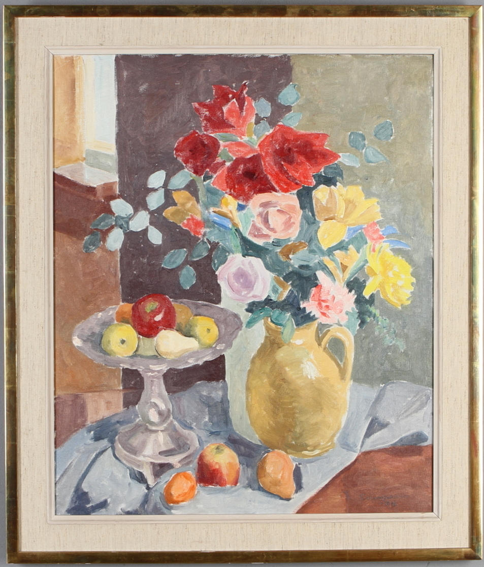 ELLIS WALLIN. Blomsterstilleben, olja på duk, signerad och daterad 68.