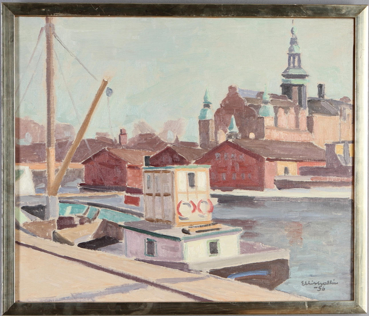 ELLIS WALLIN. "Kall dag i april", olja på duk, signerad och daterad -56.