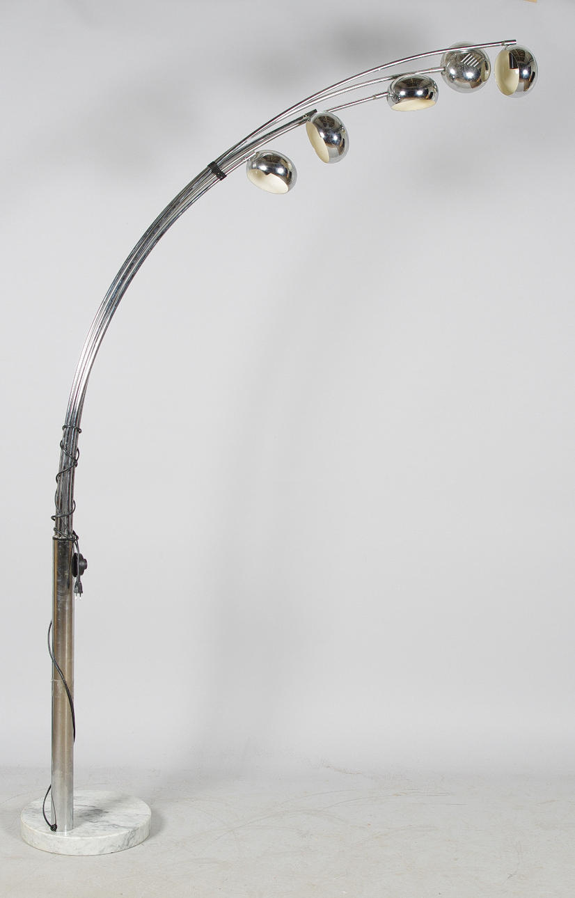 GOLVLAMPA, 5-armad, krom/marmor.