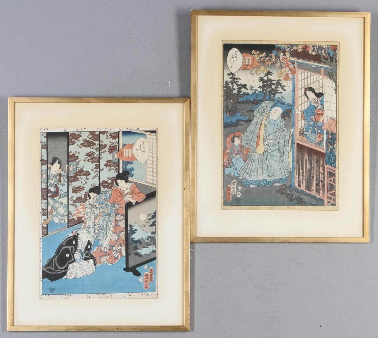 TRÄSNITT, 2 st, Figurscener, Japan.