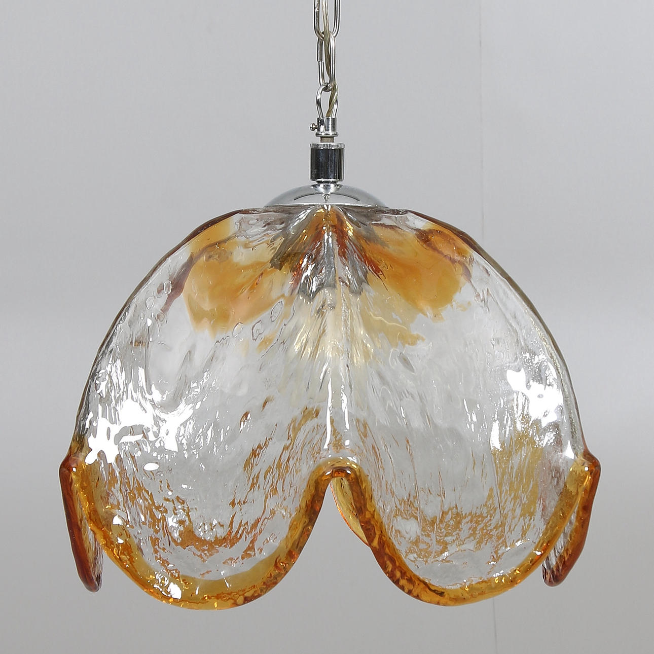CEILING LAMP, glass and metal, 1970s.