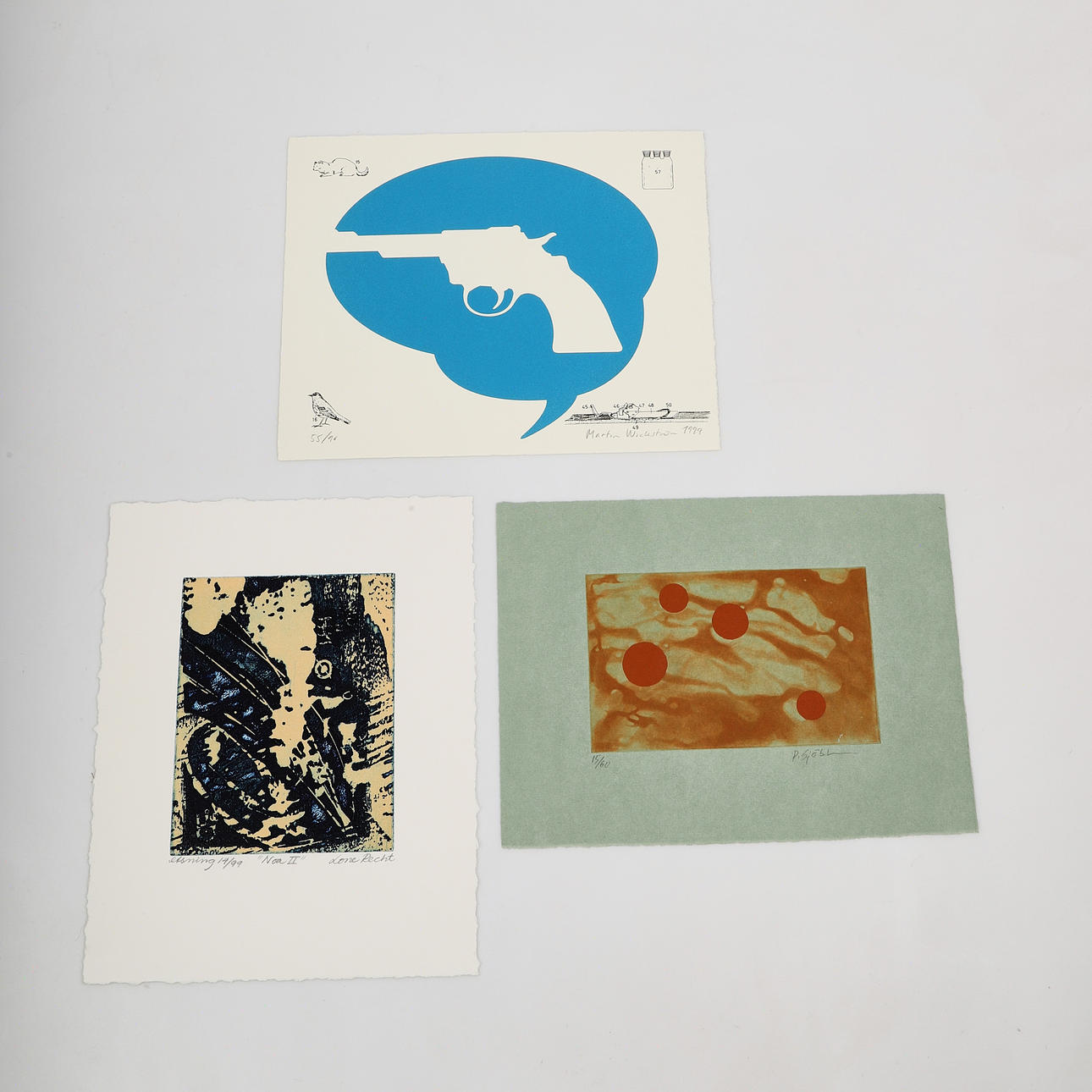 LITOGRAFIER, 3 stycken b.la Martin Wickström.