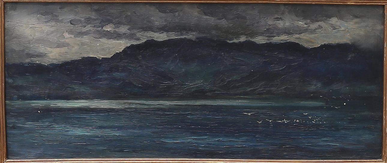 ALEX LARSON. Kustlandskap, olja på duk.