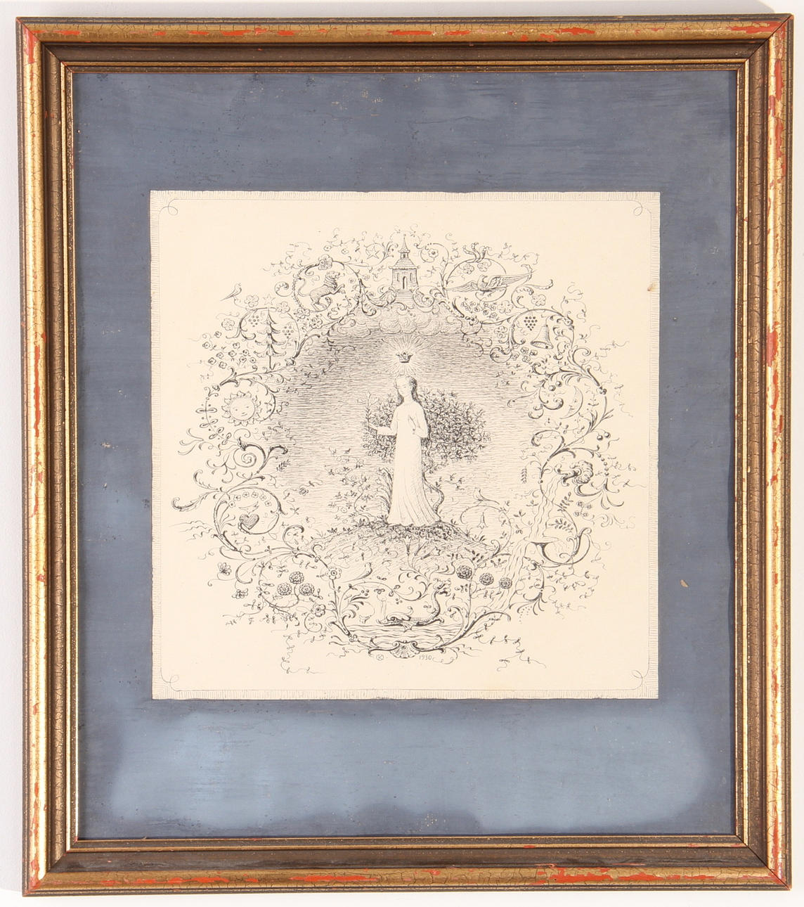 OLE KRUSE. Teckning, Tusch, sign och daterad 1930.