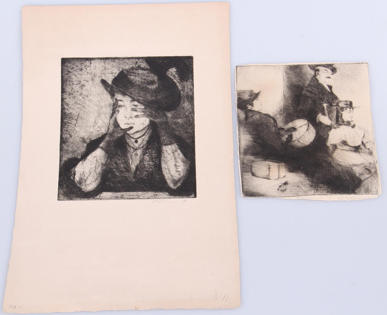 ERIC DETTHOW. Torrnål/Etsning, 2 st, sign.