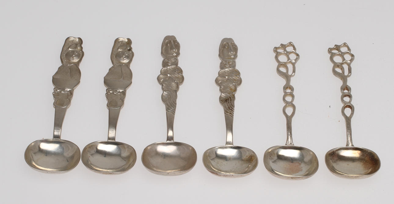 SKEDAR, 6 st, silver, Olle Ohlsson, 1979. Vikt 176 g.