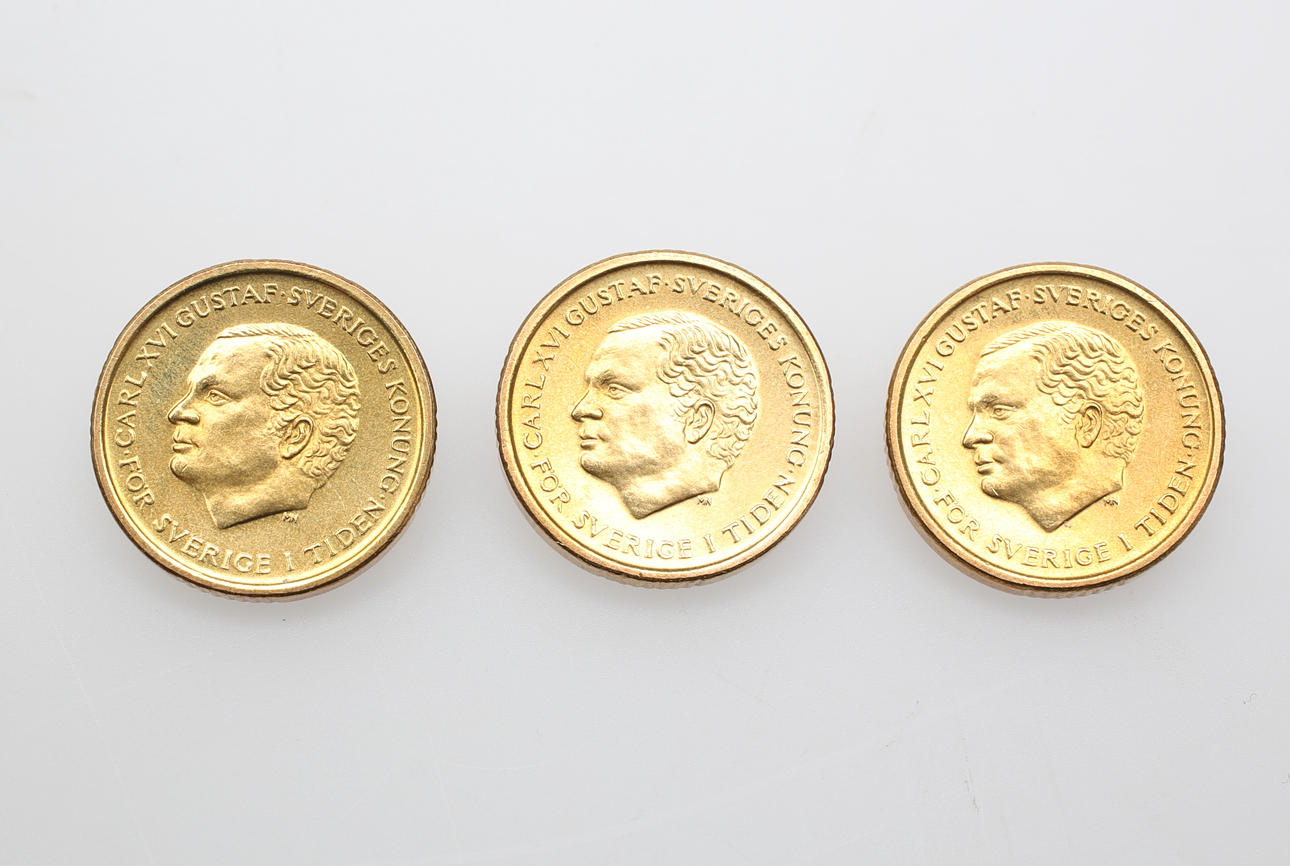 MYNT, 3 st, 10 kr 1991, omvänd stamp.