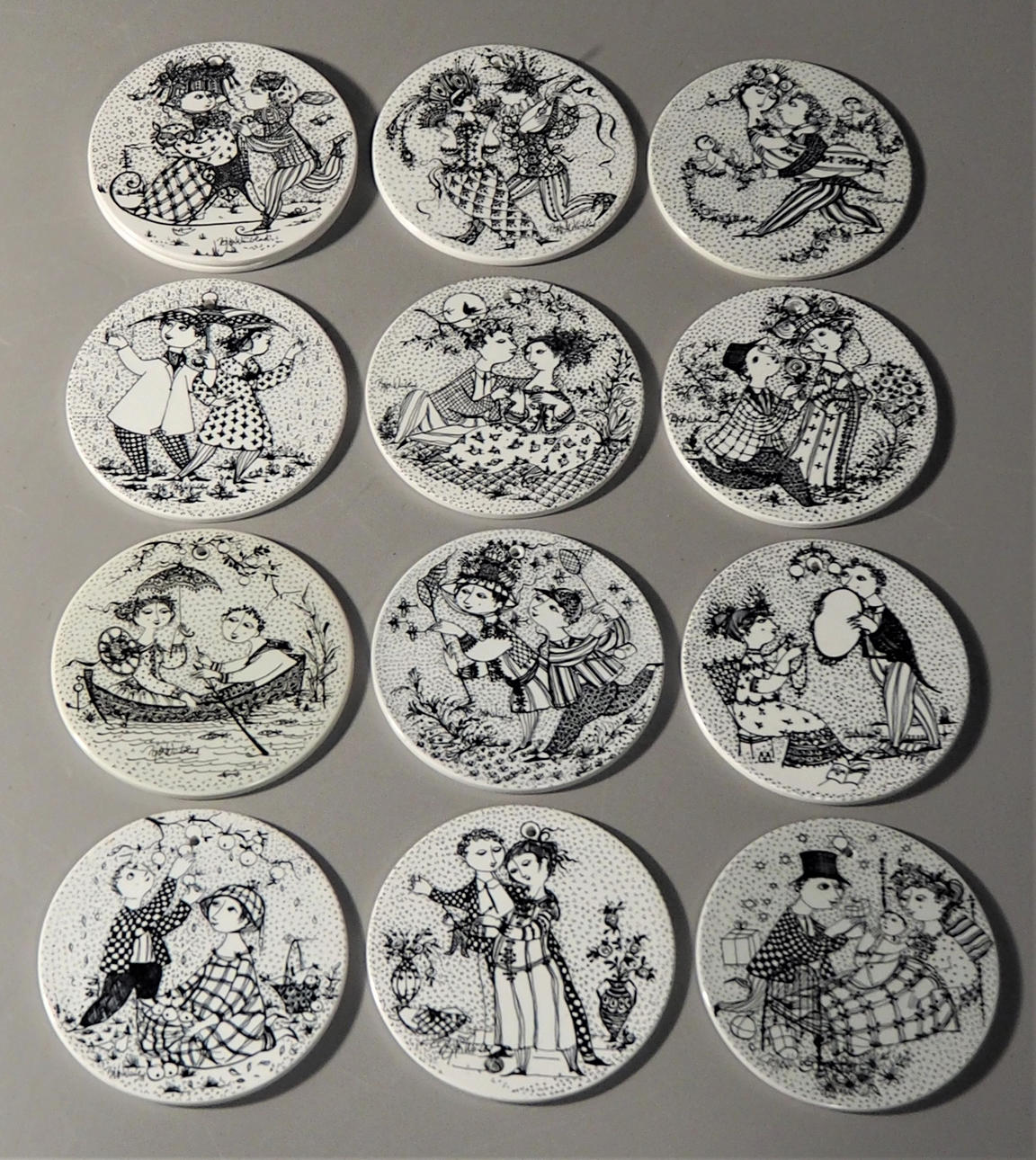 BJÖRN WIINBLAD. seasonal plates, 13 pcs, porcelain, Nymölle