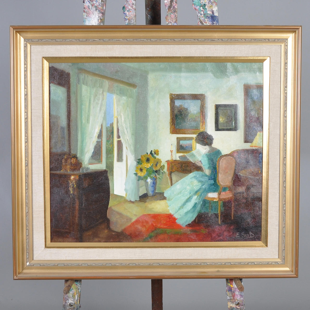 EDITH GERT. Öl auf Leinwand, Innenbild, signiert E Gert.