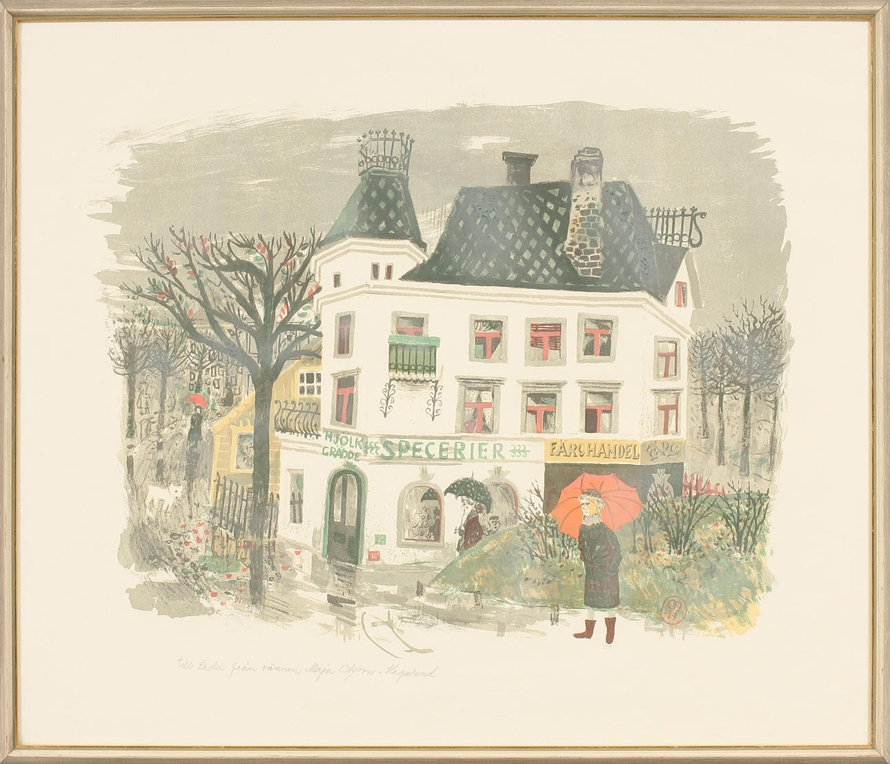 OLLE-OLSSON HAGALUND. Färglitografi, signerad i plåten.