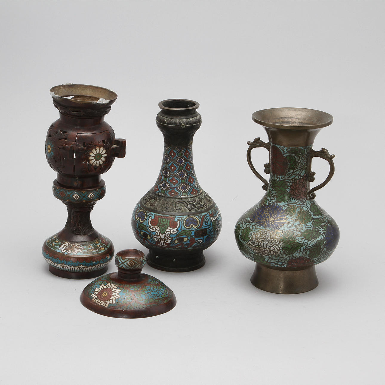 PARTI CLOISONNÉ, 4 delar, Japan, 1800-tal.