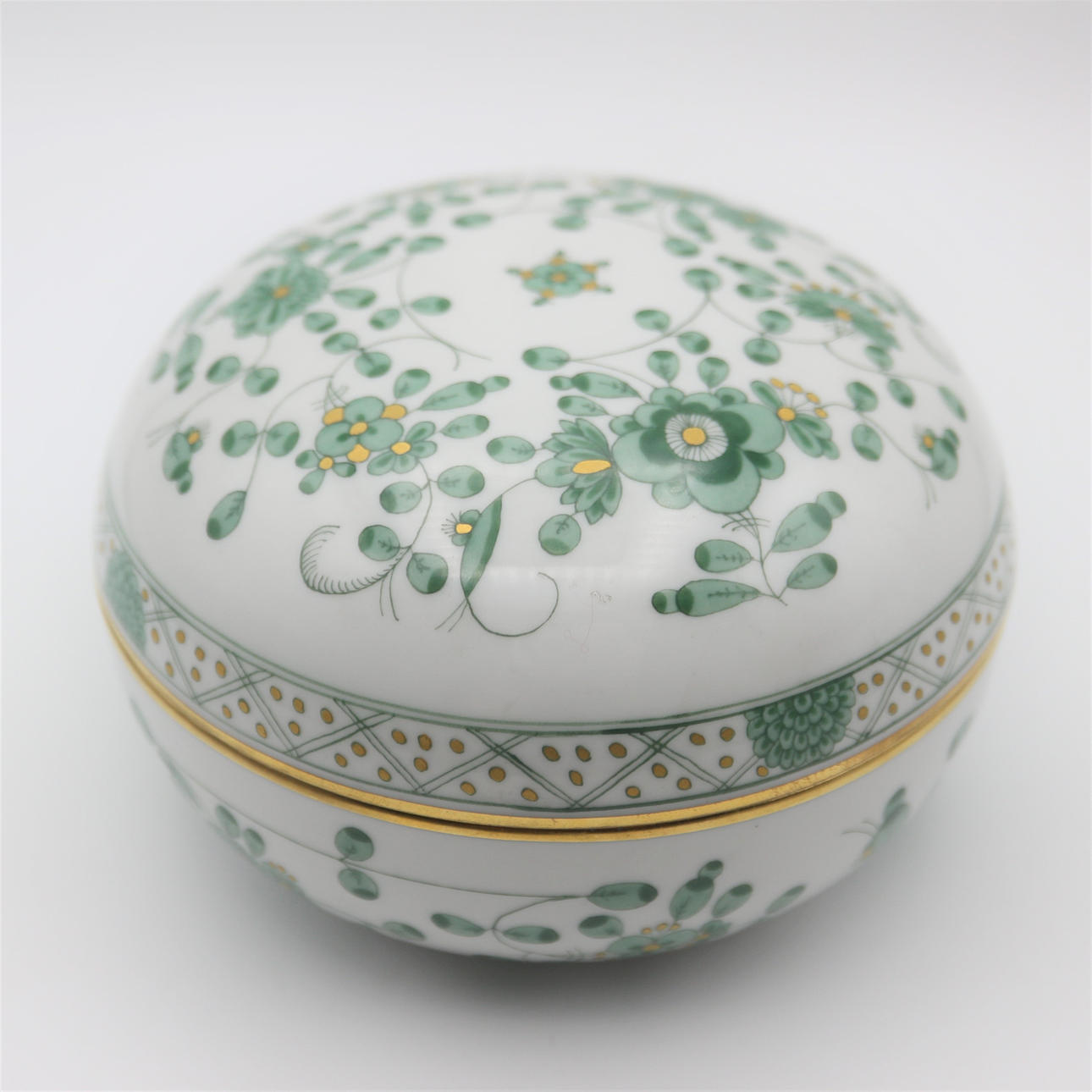 MEISSEN DOSE INDISCH GRÜN.