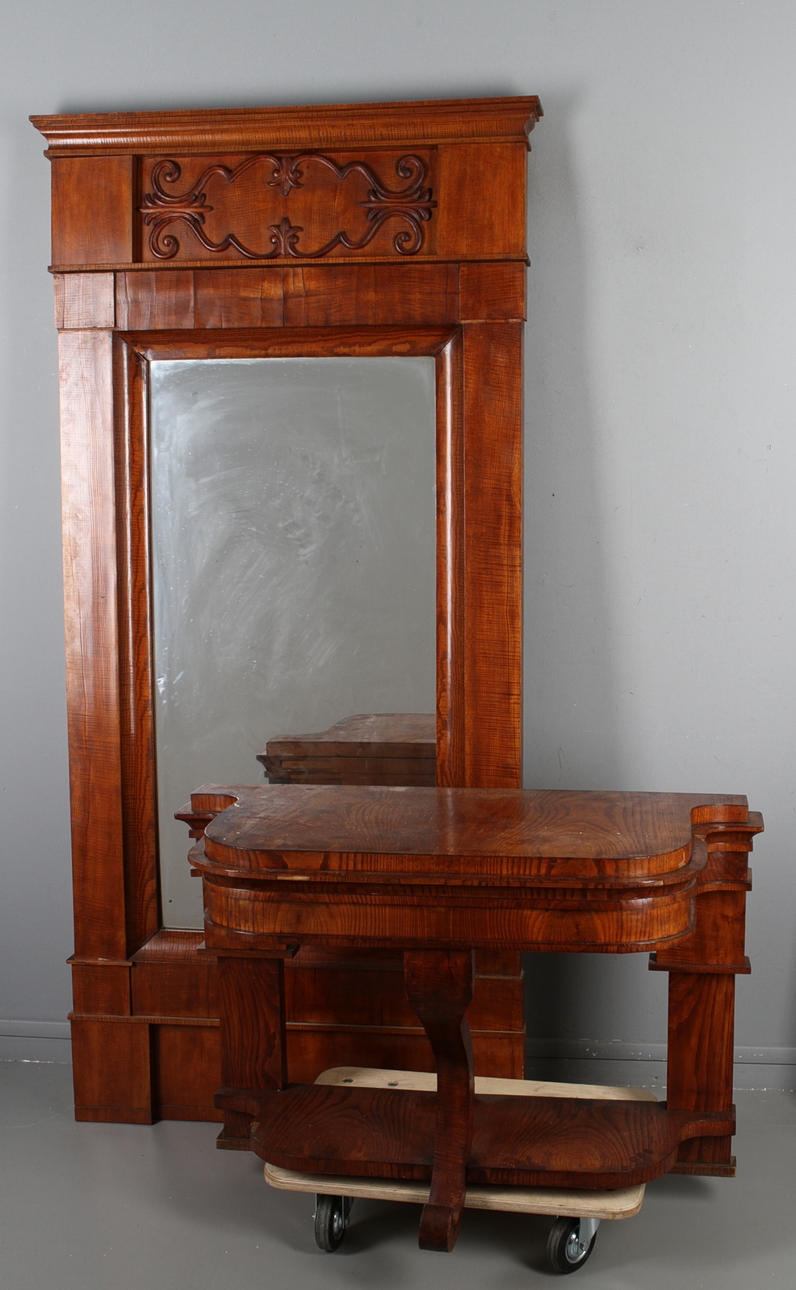 SPEGEL, med konsolbord, senempire, 1800-tal.