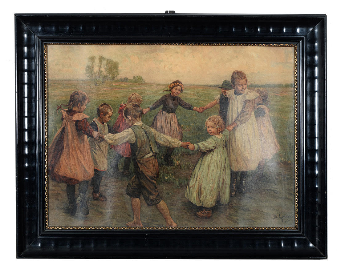 BERTHOLD GENZMER. " Kinderreigen ". Chromolithographie.