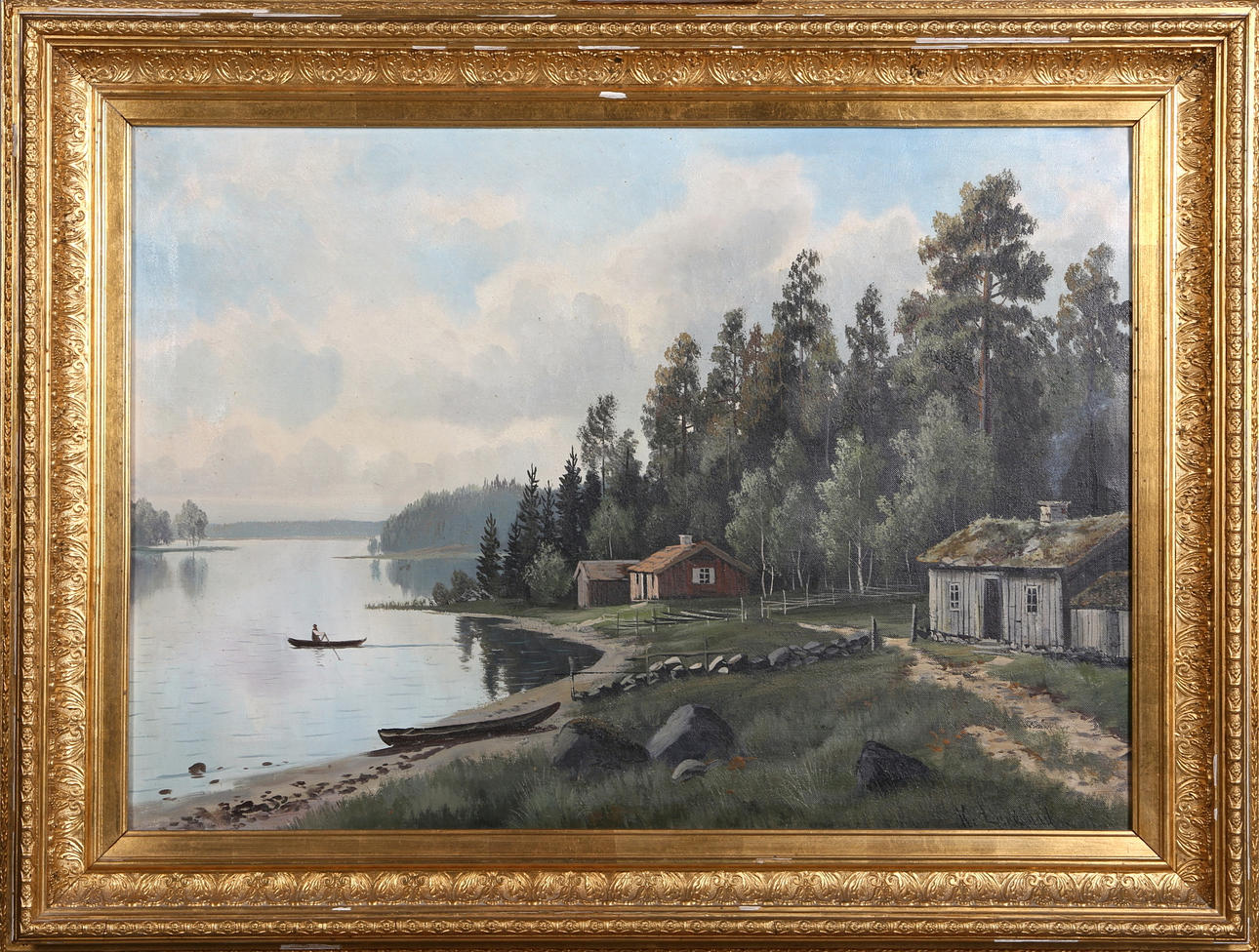 OIDENTIFIERAD KONSTNÄR. Landskap. Olja på duk. Signerad K Lundblad?