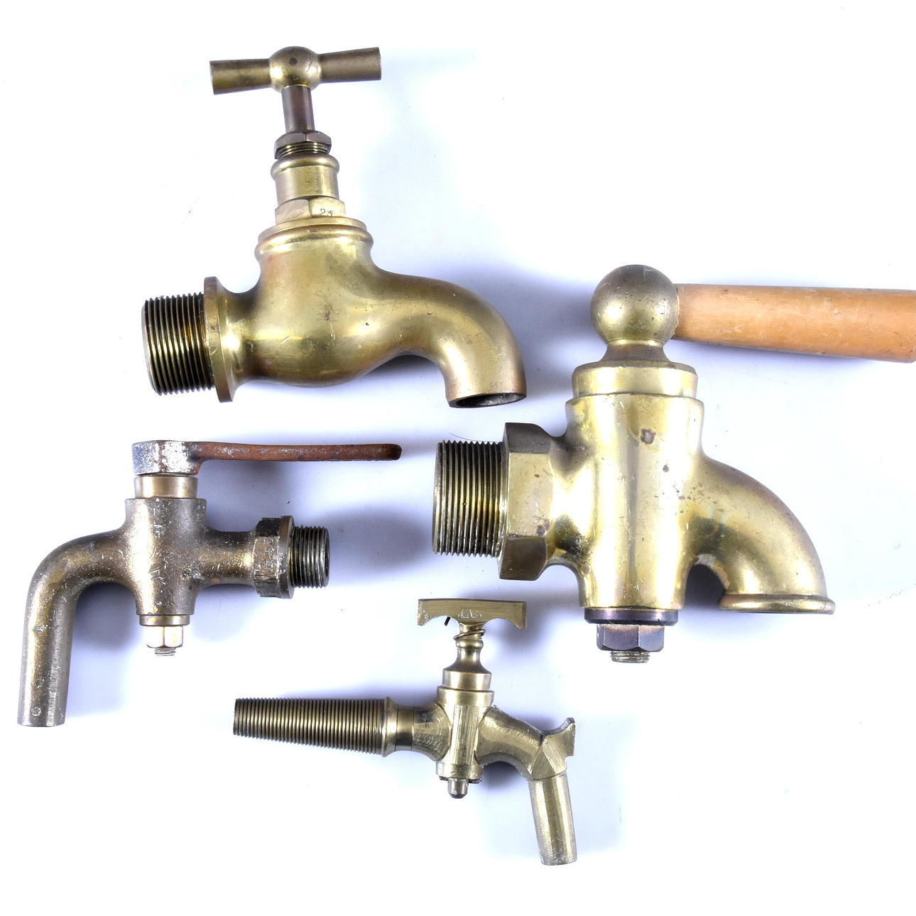 KRANAR, 4-stycken, mässing, 1900-tal.