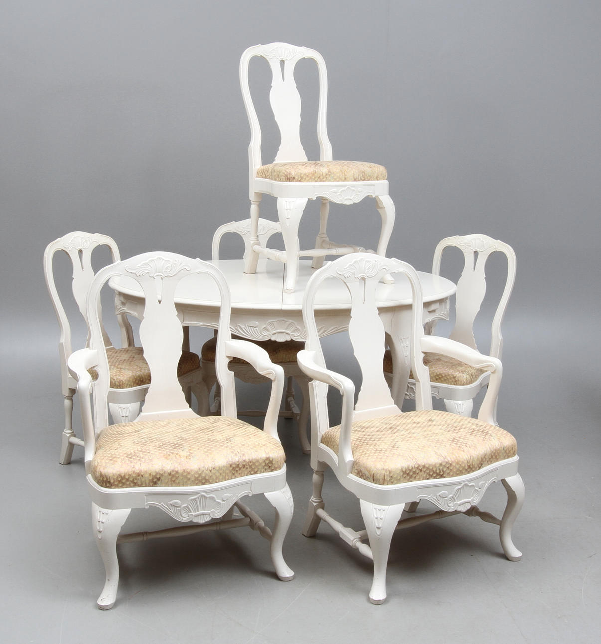 MATSALSGRUPP 7 delar, rokokostil, 1900-tal.