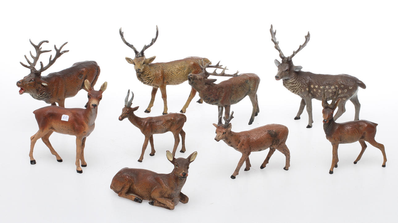 ELASTOLIN, TIPPLE-TOPPLE och LINEOL DJUR 9 delar.