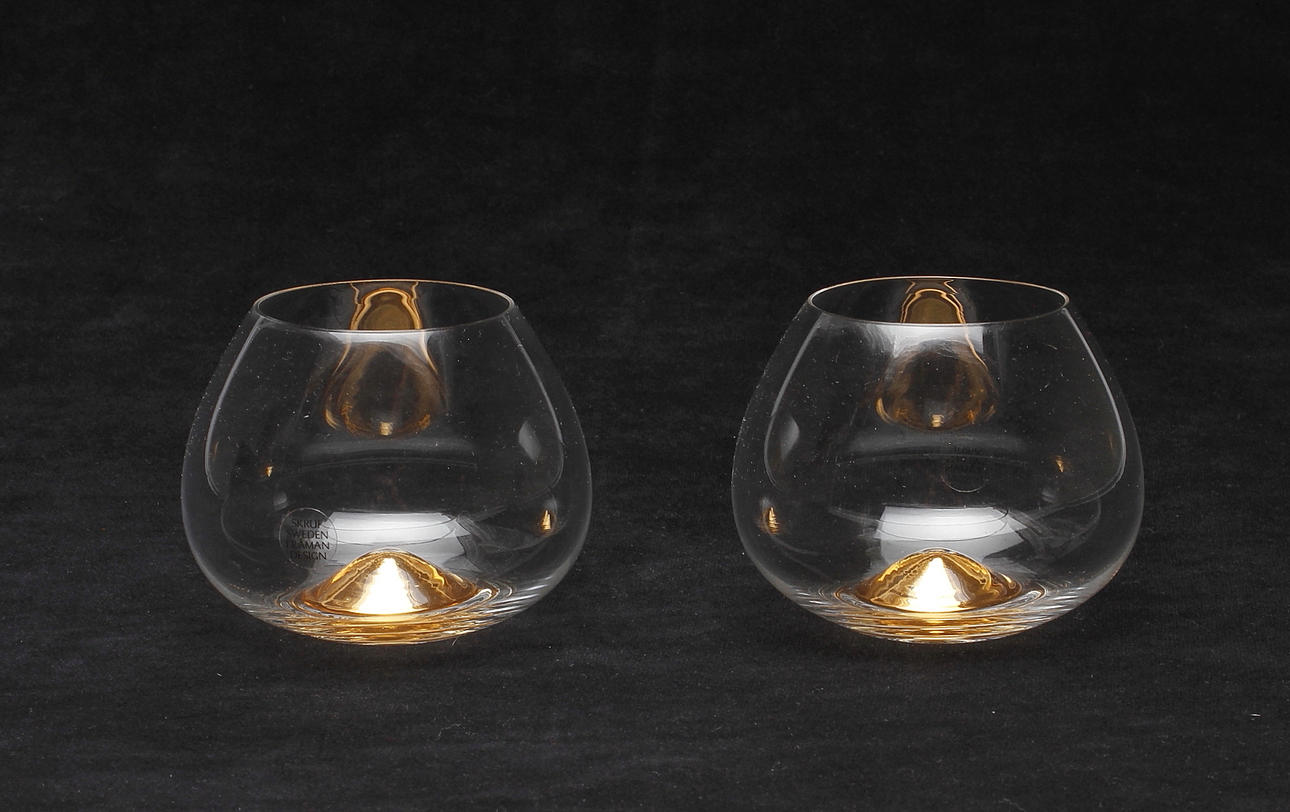 KONJAKSKUPOR, glas, Ingegerd Råman, Skrufs Glasbruk.